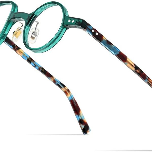 Acetate Glasses Frame Men,Left Square Right Round Vintage Retro Optical Eyeglasses