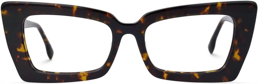 Retro Thick Blue Light Blocking Glasses, Acetate Rectangle Glasses Frame for Women