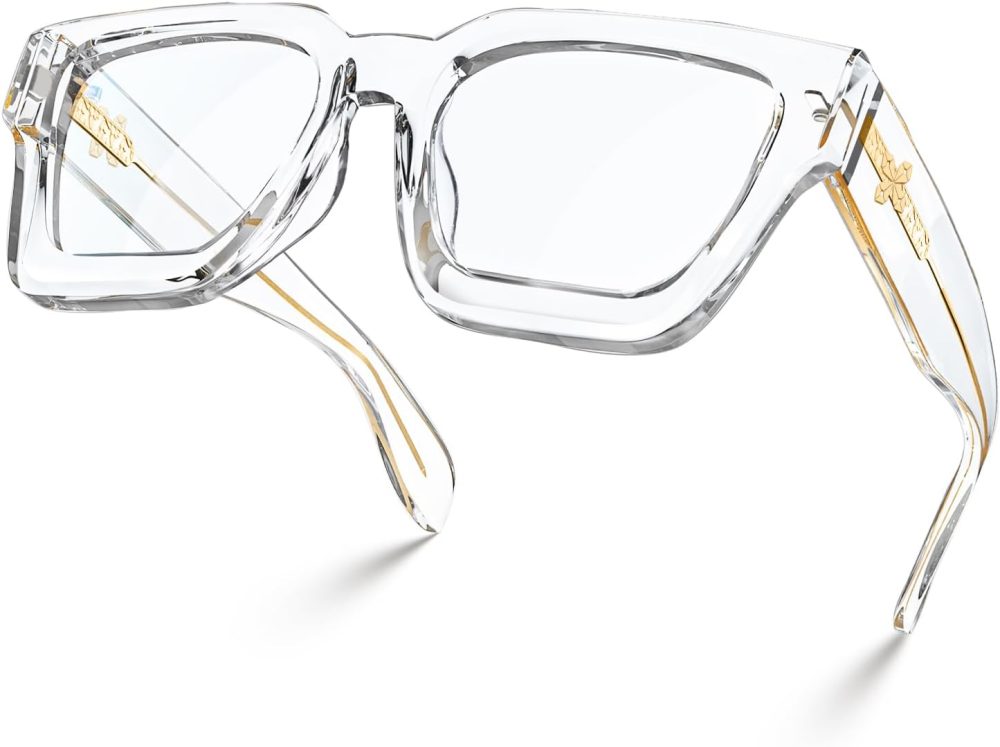 Blue Light Blocking Glasses with  Rectangle Frame and Chic Preppy Look for Women Men