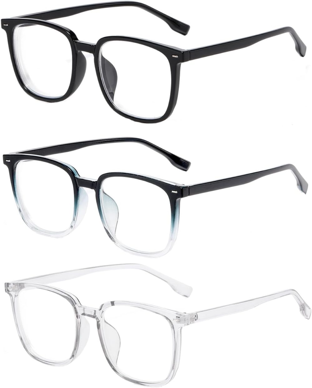 3 Pack Distance Nearsighted Glasses, Anti Blue Light Near Sighted Vision Driving Farsighted Myopia Eyeglasses