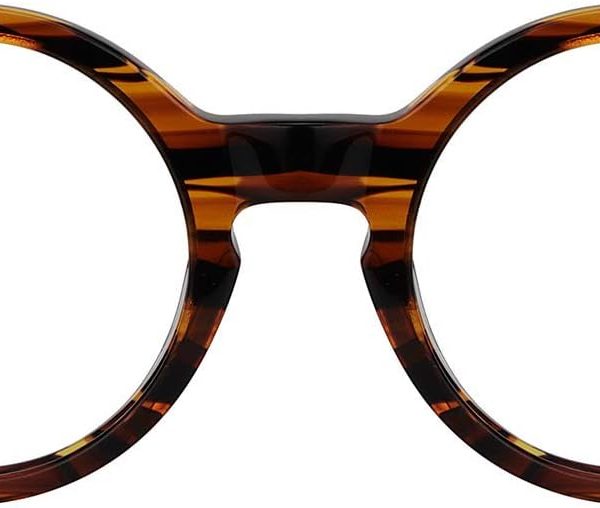 Unisex Retro Acetate Round Eyeglasses Frame with Clear Lens