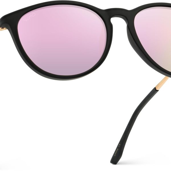 Women Round Sunglasses with Polarized UV Protection, Trendy Retro Designer Style