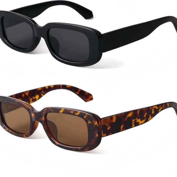 Rectangle Sunglasses for Women Retro Driving Glasses 90’s Vintage Fashion Narrow Square Frame UV400 Protection