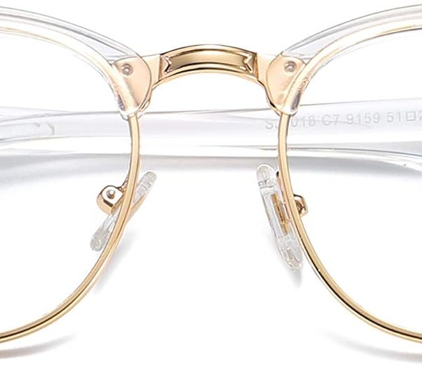 Retro Semi Rimless Blue Light Blocking Glasses Half Horn Rimmed Eyeglasses